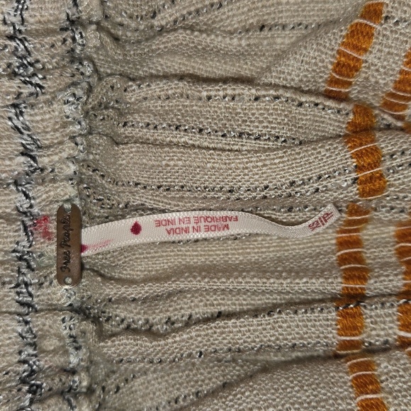 Free People Boho Cottage Praire Striped Peasant Dress Black Tan Size XS - Picture 9 of 12